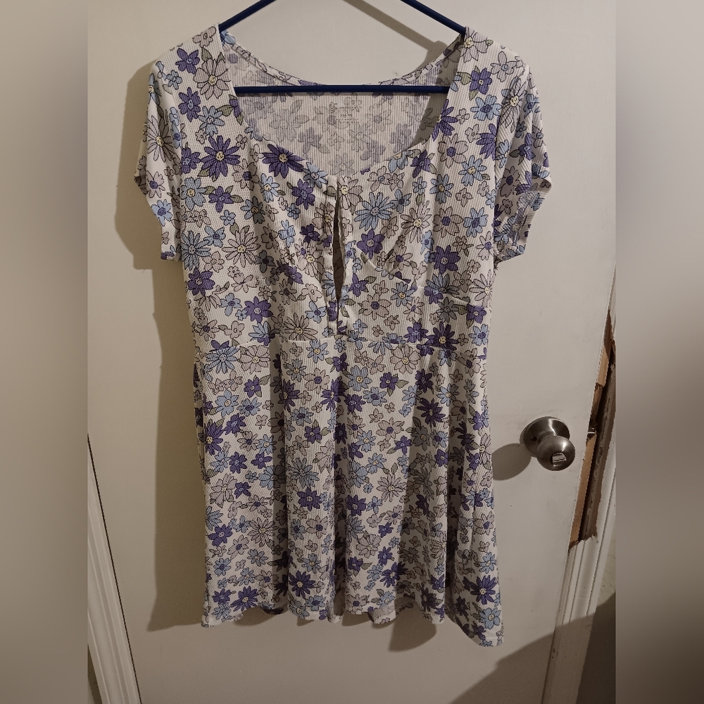 No Boundaries Floral Mini Dress - Purple and Blue